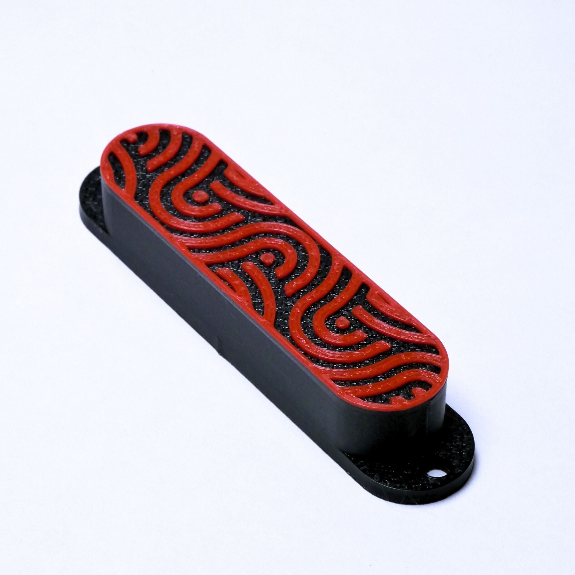 Custom Single Coil Strat Pickup Covers (No Holes) Set of 3 - Black/ Red Tidal - Ploutone