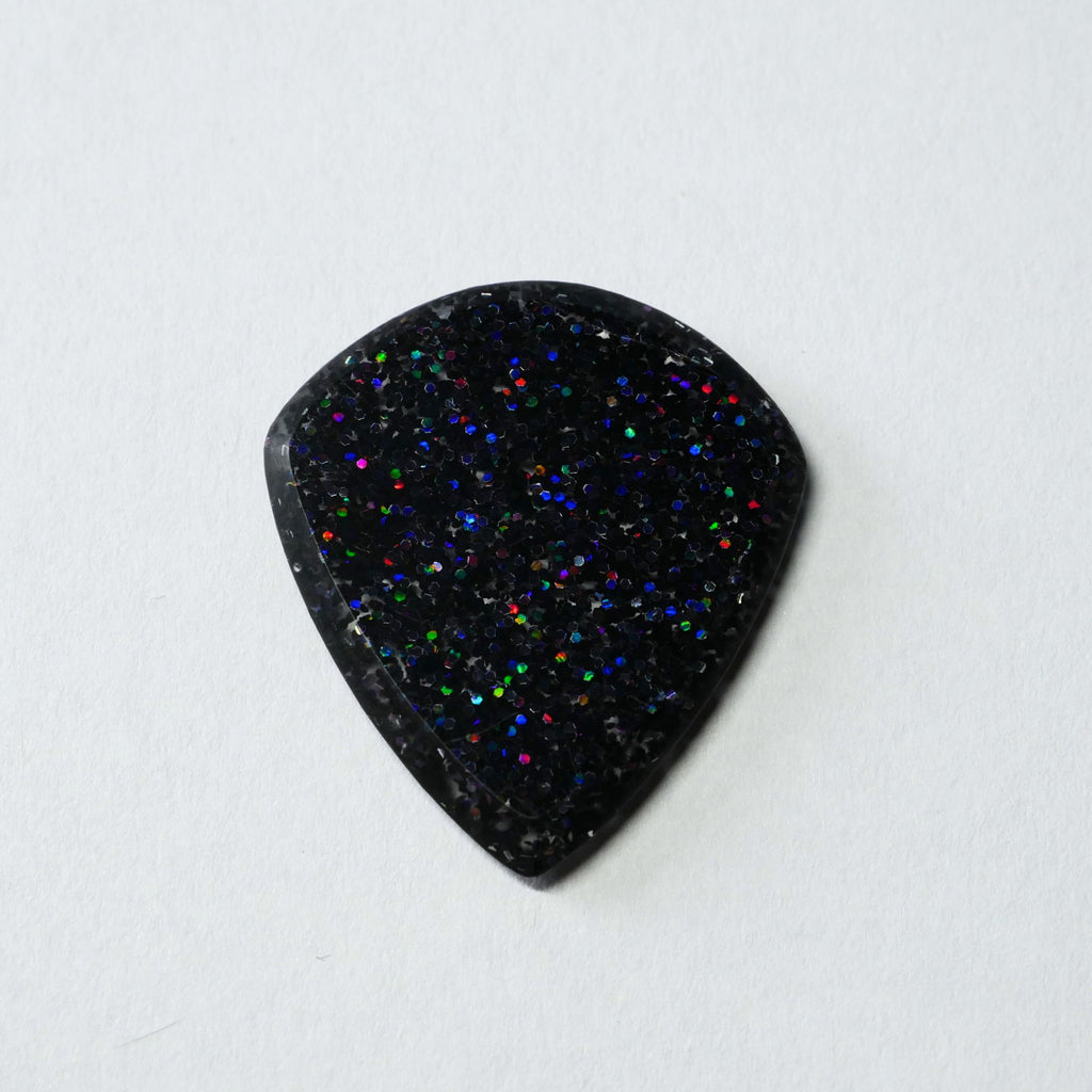 Northern Ghost Plectrums Handmade Acrylic Guitar Pick - 2.5mm Black Glitter Jazz XL - Ploutone