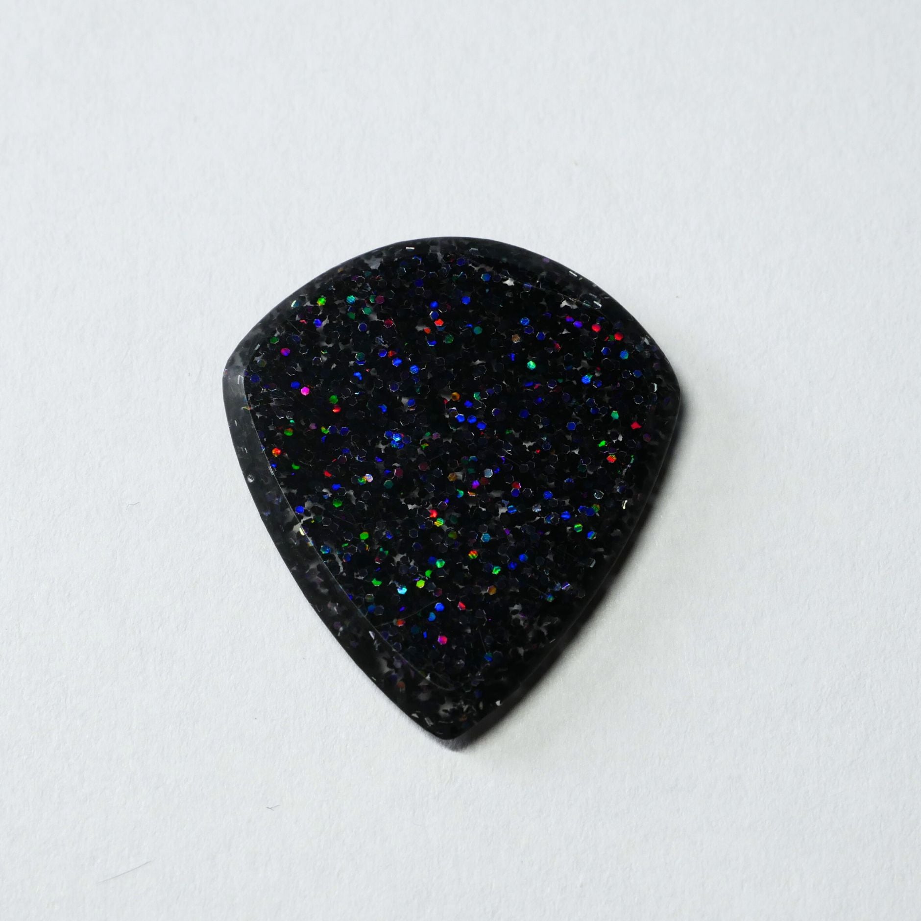 Northern Ghost Plectrums Handmade Acrylic Guitar Pick - 2.5mm Black Glitter Jazz XL - Ploutone