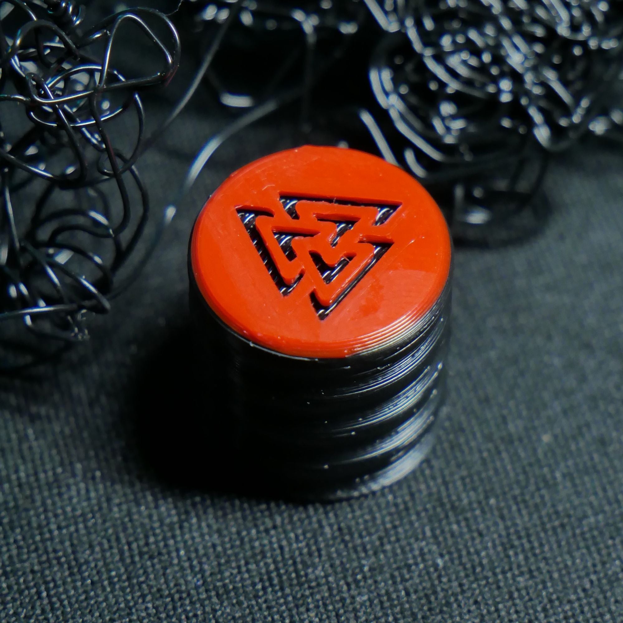 Opus Guitar Knobs - Crimson Red and Black Valknut Sigil - Ploutone