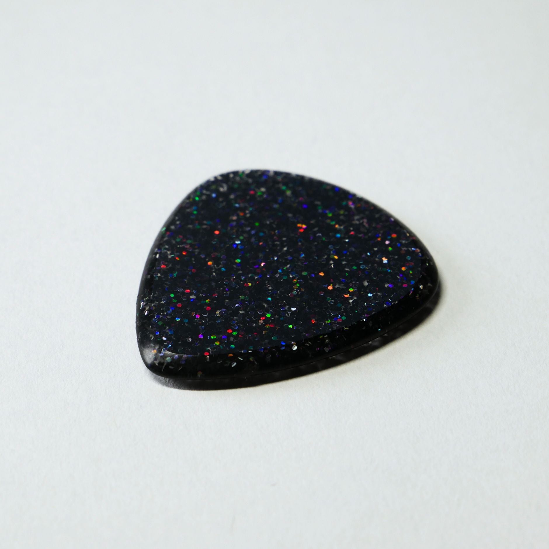 Northern Ghost Plectrums Handmade Acrylic Guitar Pick - 2.5mm Black Glitter Standard 351 - Ploutone