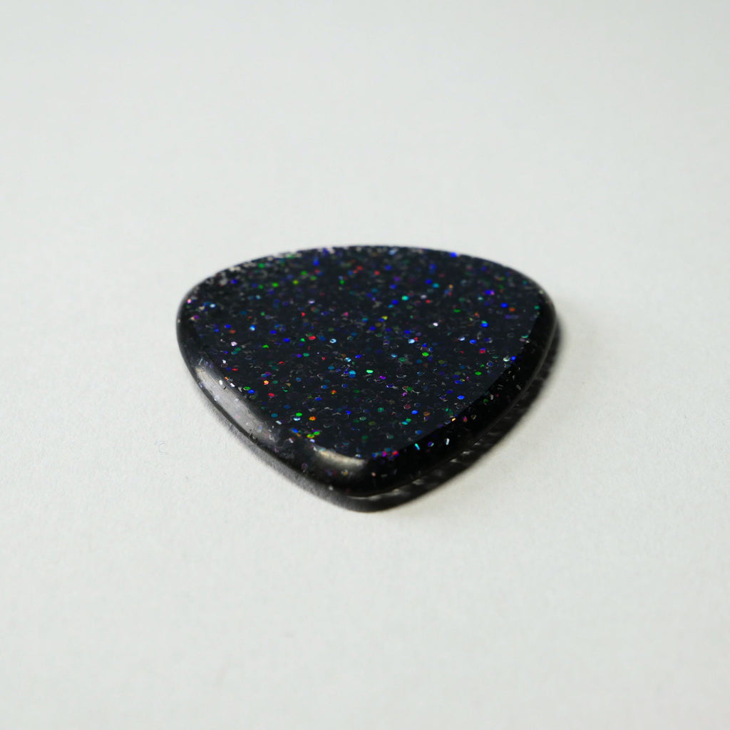 Northern Ghost Plectrums Handmade Acrylic Guitar Pick - 2.5mm Black Glitter Standard 351 - Ploutone