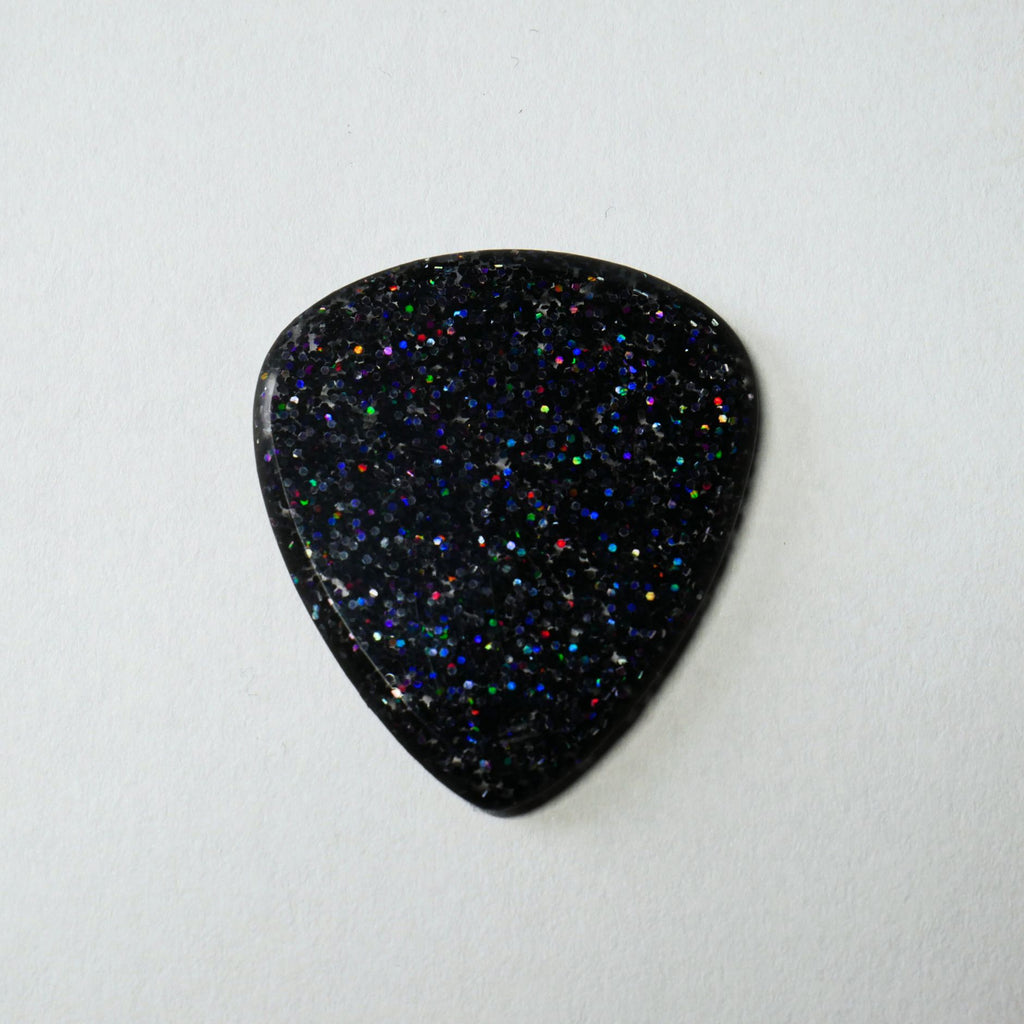 Northern Ghost Plectrums Handmade Acrylic Guitar Pick - 2.5mm Black Glitter Standard 351 - Ploutone