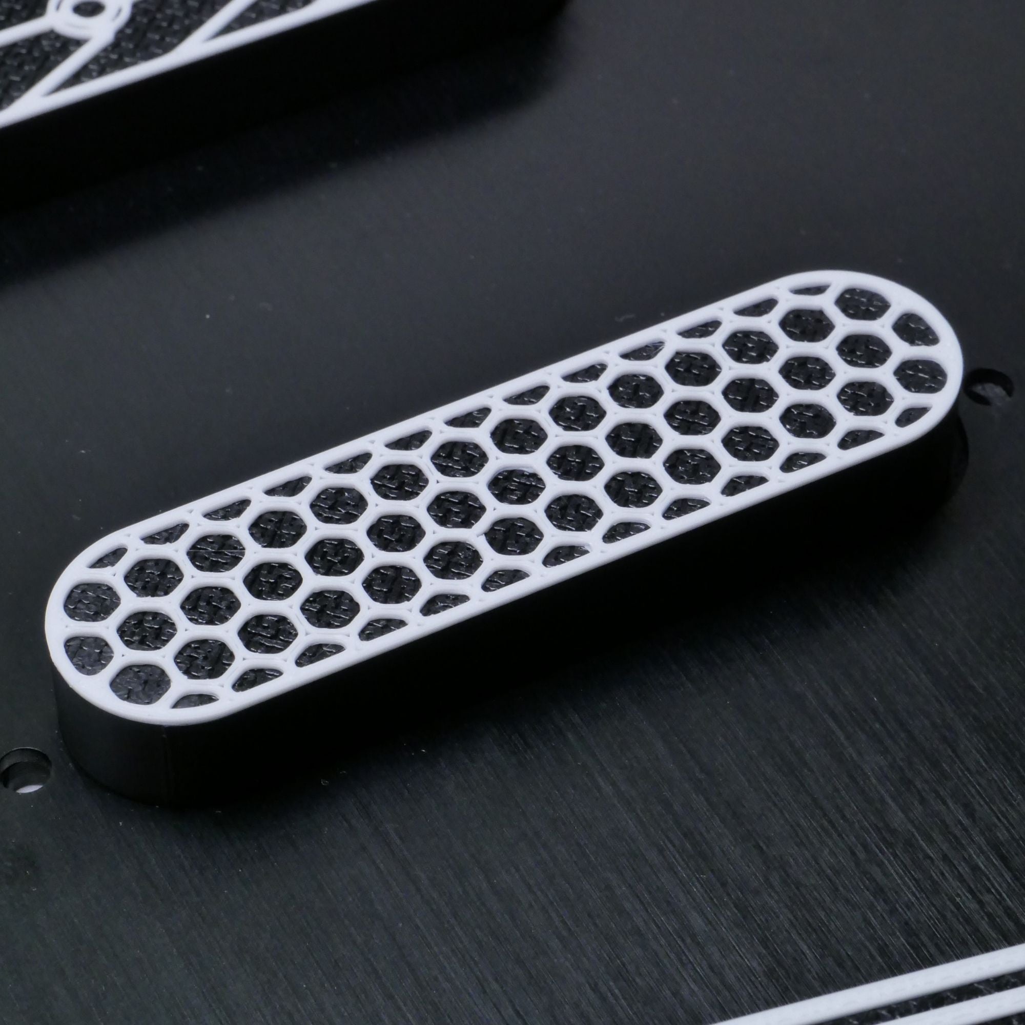 Custom Single Coil Strat Pickup Covers (No Holes) Set of 3 - Black/ White - Ploutone
