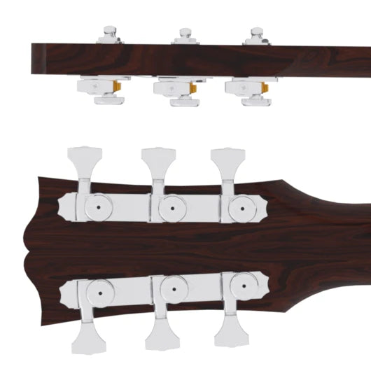 Hipshot Grip-Lock Open Gear Guitar Tuner Upgrade Kit for 3+3 Headstocks (10mm Post Holes) - Ploutone