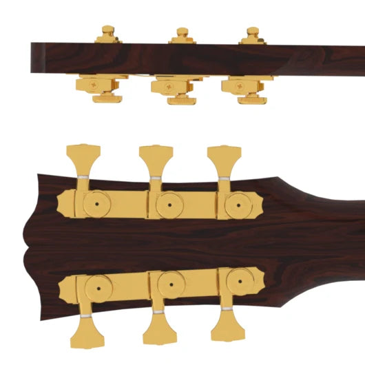 Hipshot Grip-Lock Open Gear Guitar Tuner Upgrade Kit for 3+3 Headstocks (10mm Post Holes) - Ploutone