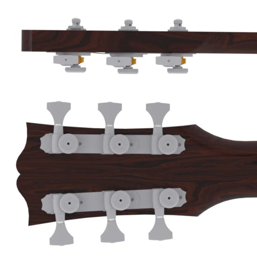 Hipshot Grip-Lock Open Gear Guitar Tuner Upgrade Kit for 3+3 Headstocks (10mm Post Holes) - Ploutone