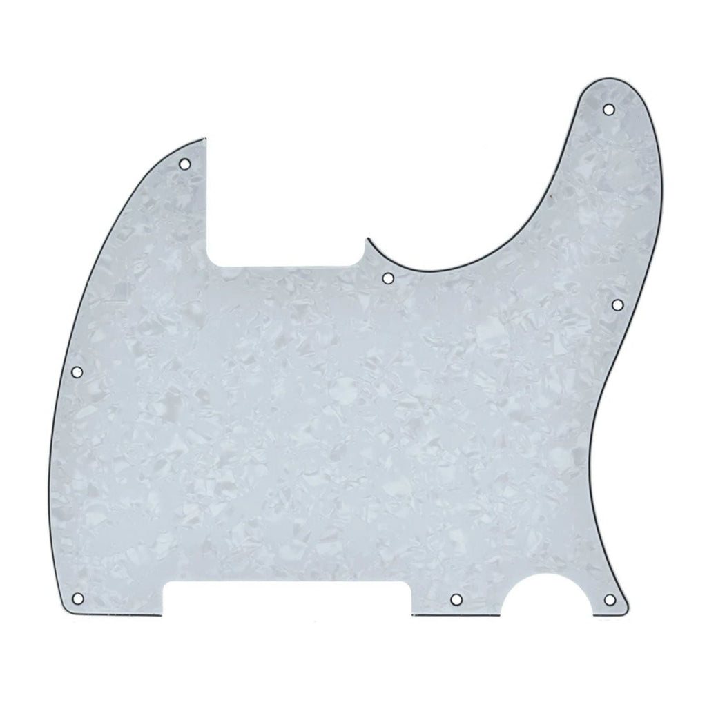 Esquire Pickguard (8-Hole) Telecaster Pickguard Blank - 20+ Colors 4-Ply White Pearl - Ploutone