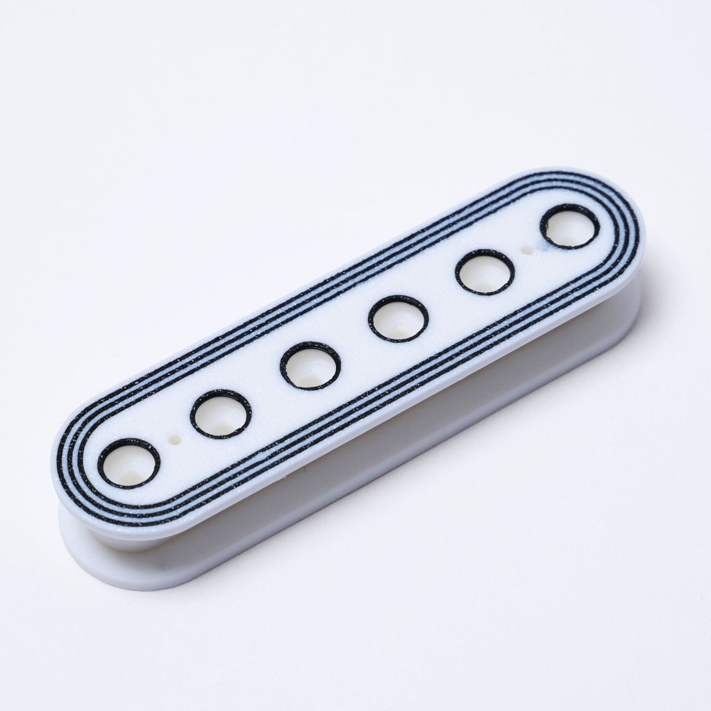 Custom ABS Humbucker Pickup Bobbins, Deco Style, 50mm/52mm Pole Spacing - Slug Side, Screw Side & Sets White - Ploutone