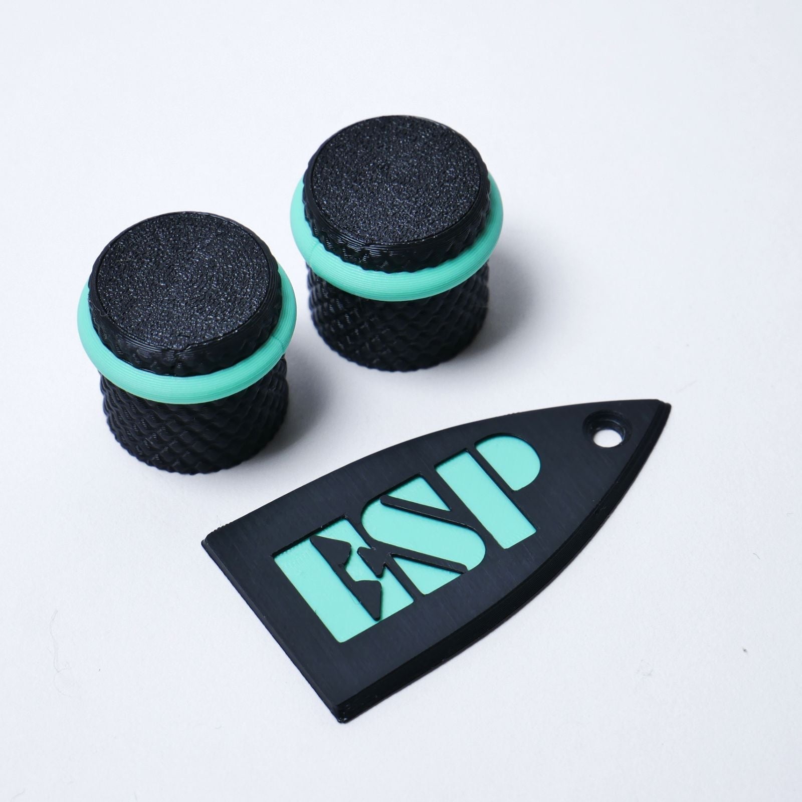 ESP Truss Rod Cover for ESP & LTD & Matching Knobs Set - Black & Turquoise - Ploutone
