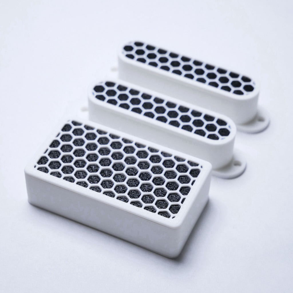 Custom HSS Pickup Cover Set (No Holes) - Black & White Pickup Covers from Ploutone