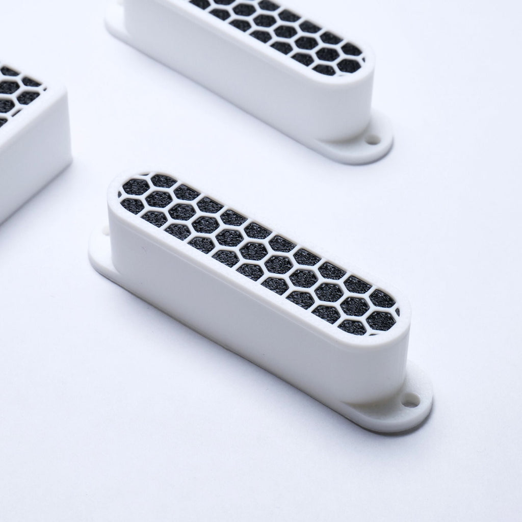 Custom HSS Pickup Cover Set (No Holes) - White & Black - Ploutone