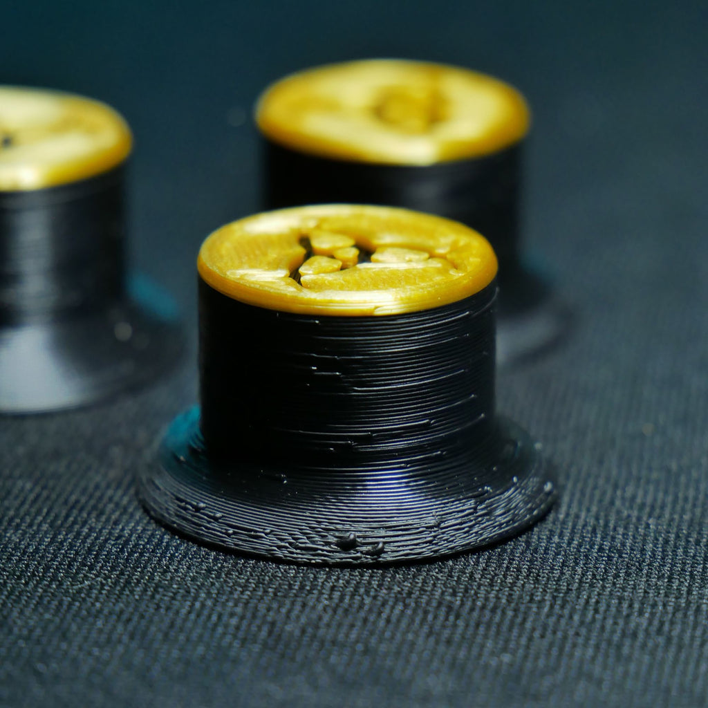 Opus Top Hat Guitar Knobs - Gold and Black Odin's Horns - Ploutone