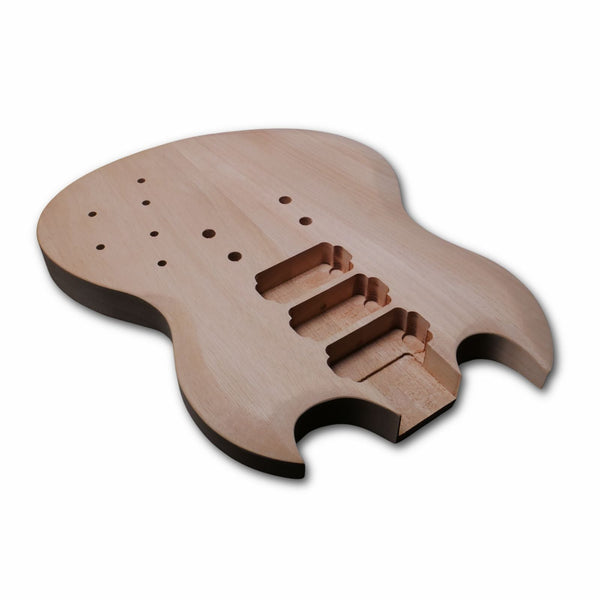 Unfinished Mahogany Offset SG / ESP Viper Style Electric Guitar Body Blank – Triple Humbucker Routing, DIY Guitar Kit Guitar Fittings & Parts from Ploutone
