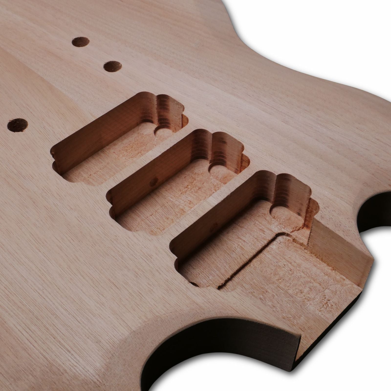 Unfinished Mahogany Offset SG / ESP Viper Style Electric Guitar Body Blank – Triple Humbucker Routing, DIY Guitar Kit - Ploutone