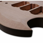 Unfinished Mahogany Offset SG / ESP Viper Style Electric Guitar Body Blank – Triple Humbucker Routing, DIY Guitar Kit - Ploutone