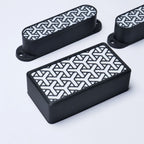 Custom HSS Pickup Cover Set (No Holes) - Black & Red Honeycomb - Ploutone