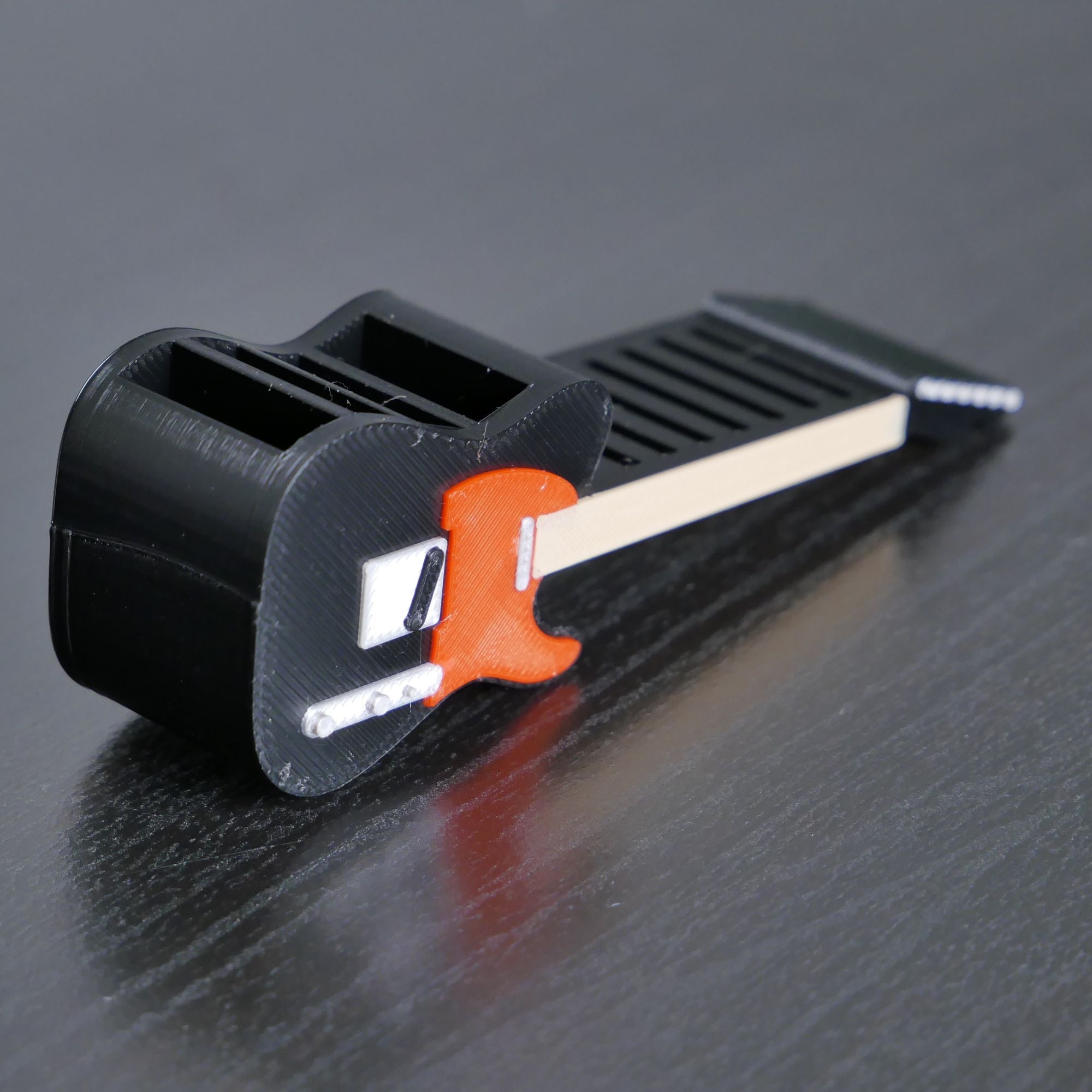 Telecaster Guitar Shaped Guitar Pick Holder - Black and Red - Ploutone