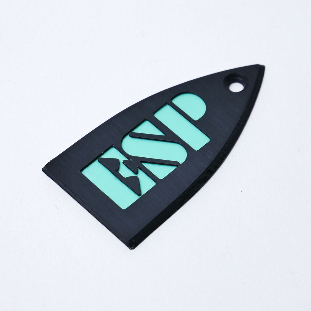 ESP Truss Rod Cover for ESP & LTD - ESP Logo (Black & Turquoise) truss rod covers from Ploutone