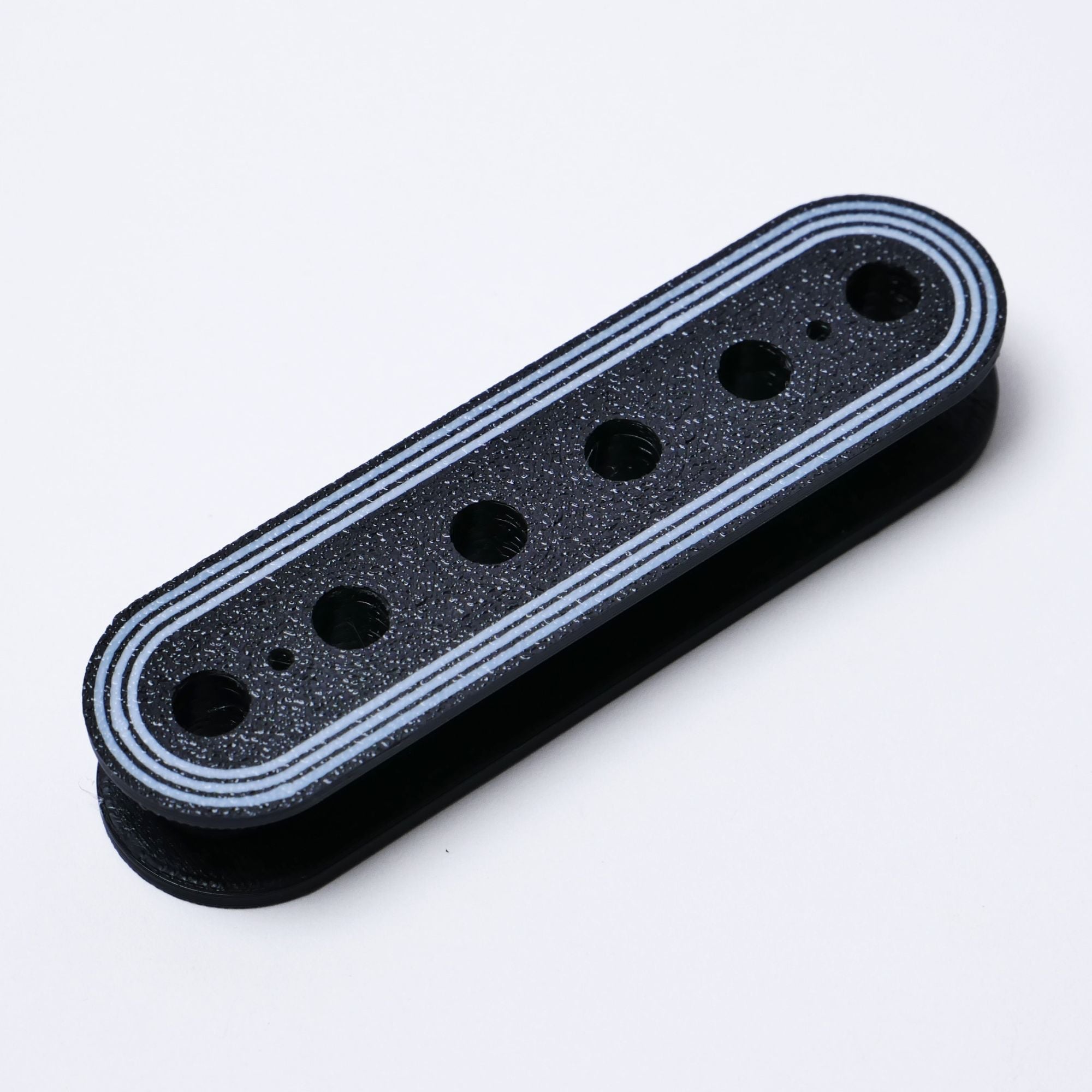 Custom ABS Humbucker Pickup Bobbins, Deco Style, 50mm/52mm Pole Spacing - Slug Side, Screw Side & Sets Black - Ploutone