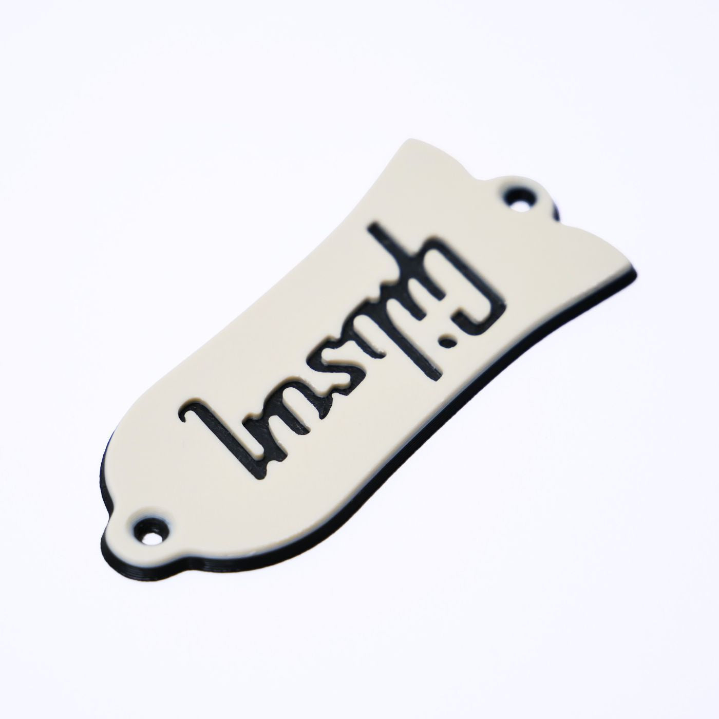 Custom Gibson Les Paul Truss Rod Cover - Gibson Logo (Cream & Black) truss rod covers from Ploutone