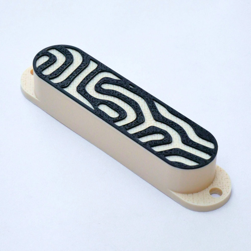Custom Single Coil Strat Pickup Covers (No Holes) Set of 3 - Cream Topo - Ploutone