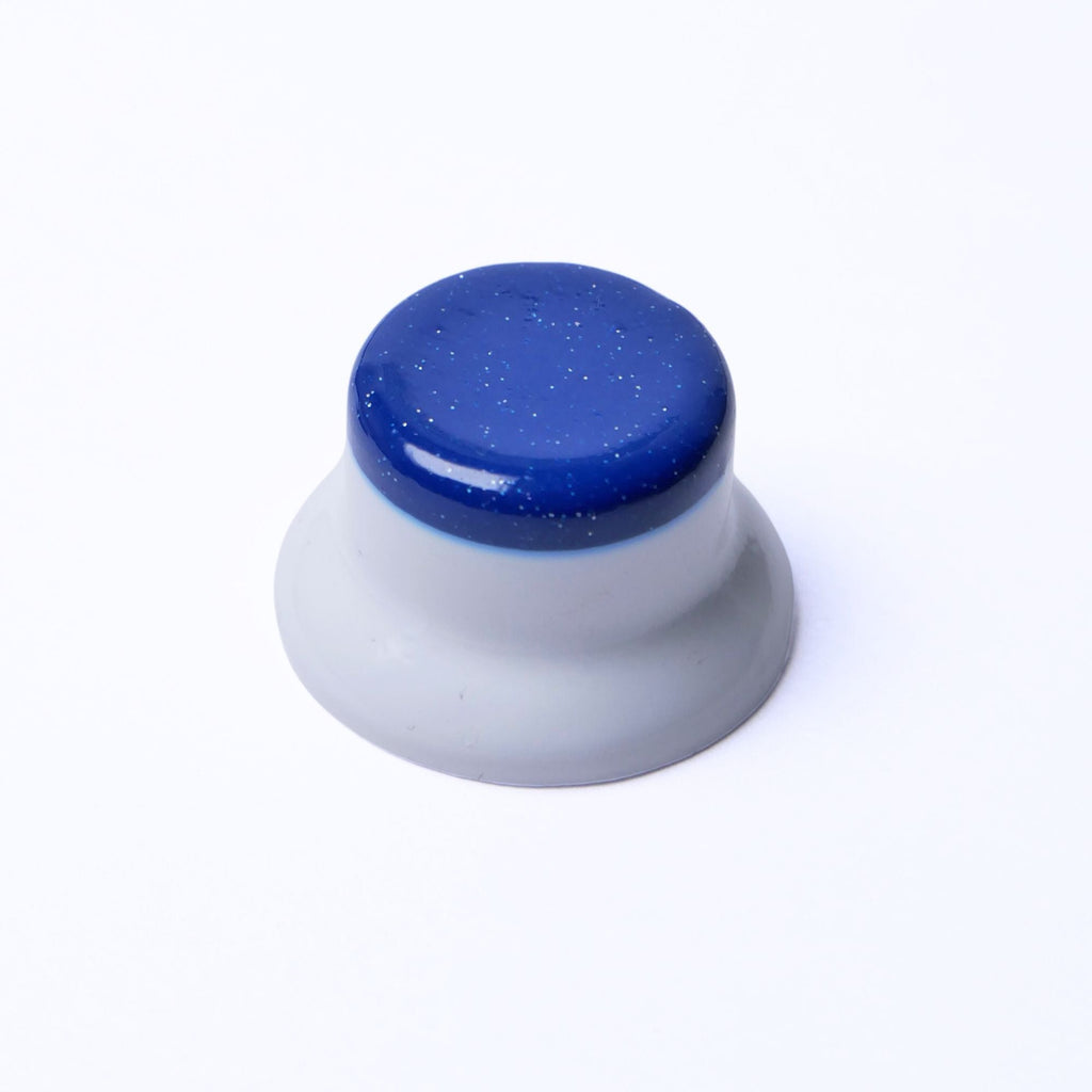 Custom Top Hat Guitar Knobs - Two Tone White & Blue - Ploutone