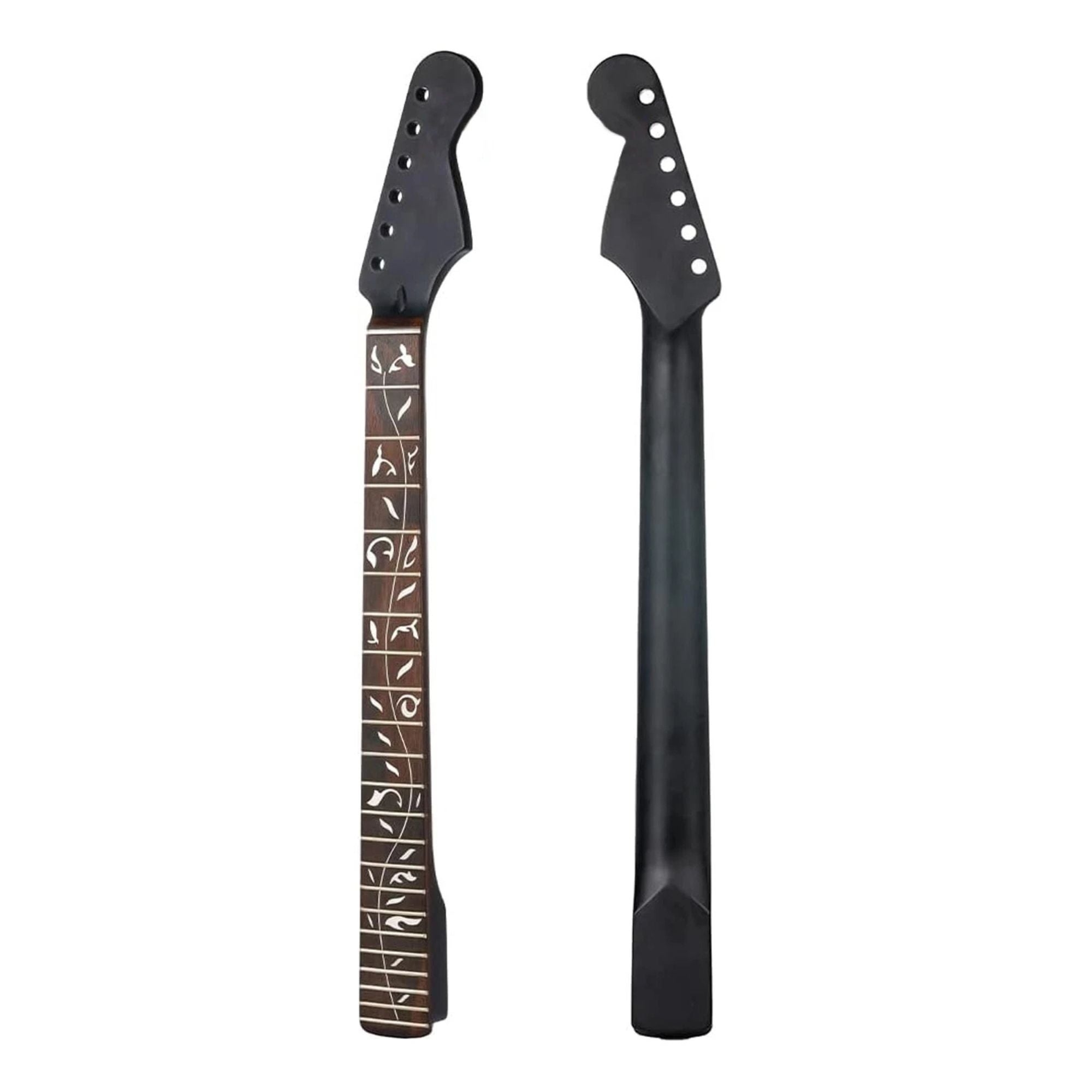 Satin Black Strat-Style Guitar Neck, Rosewood Fretboard, 22 Fret - Ploutone