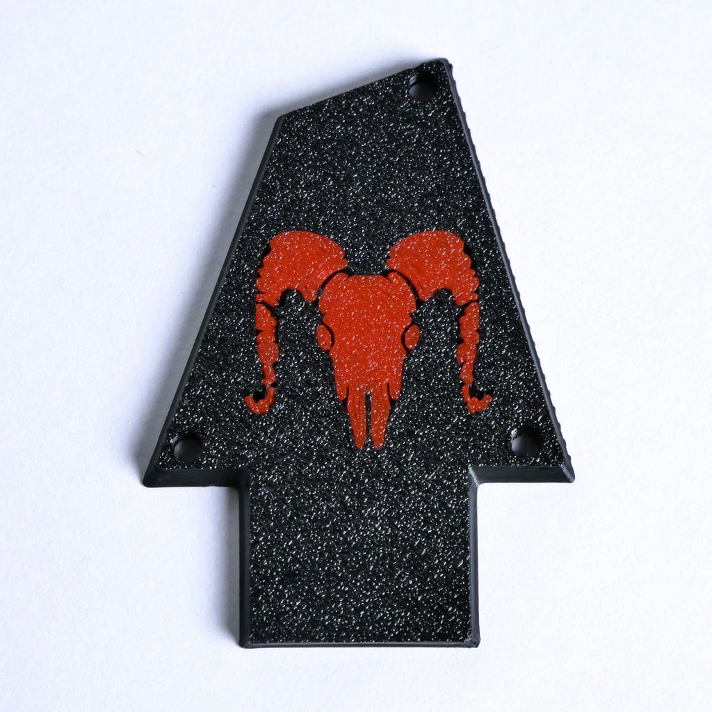 Custom Ibanez Truss Rod Cover for RG & JEM – Ram Skull (Red & Black) - Ploutone