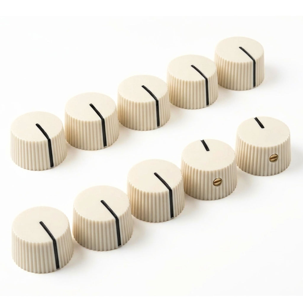 Aged White Vintage-Style Amplifier Knobs w/ Set Screw - Fits 6.35mm Pots 10 Knobs - Ploutone