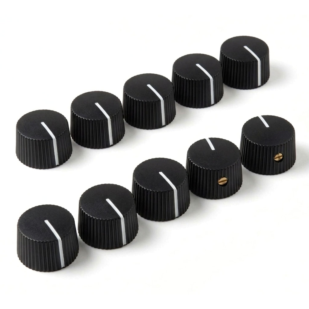 Black Vintage-Style Amplifier Knobs w/ Set Screw - Fits 6.35mm Pots 10 Knobs - Ploutone