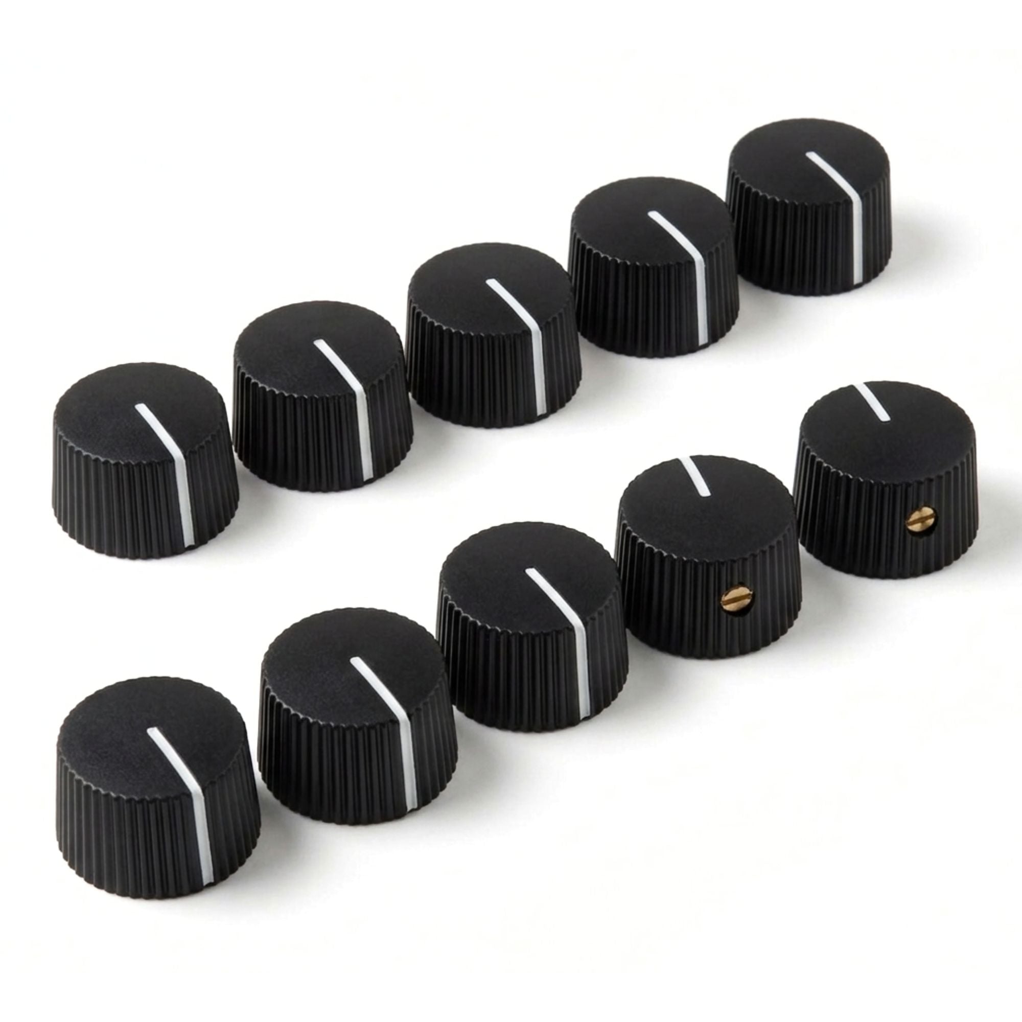 Black Vintage-Style Amplifier Knobs w/ Set Screw - Fits 6.35mm Pots 10 Knobs - Ploutone