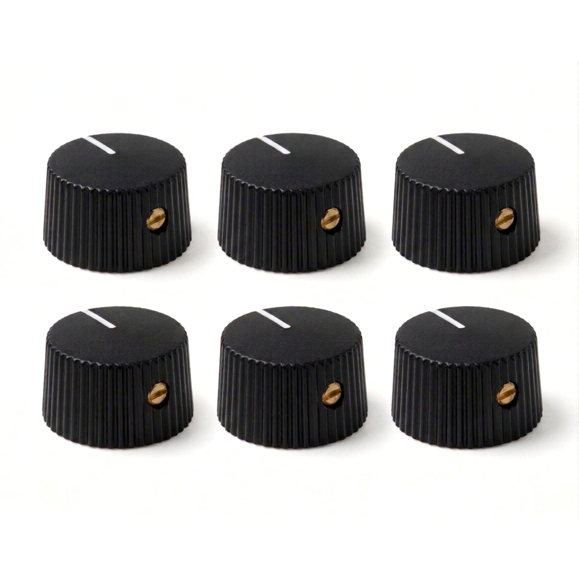 Black Vintage-Style Amplifier Knobs w/ Set Screw - Fits 6.35mm Pots 6 Knobs - Ploutone