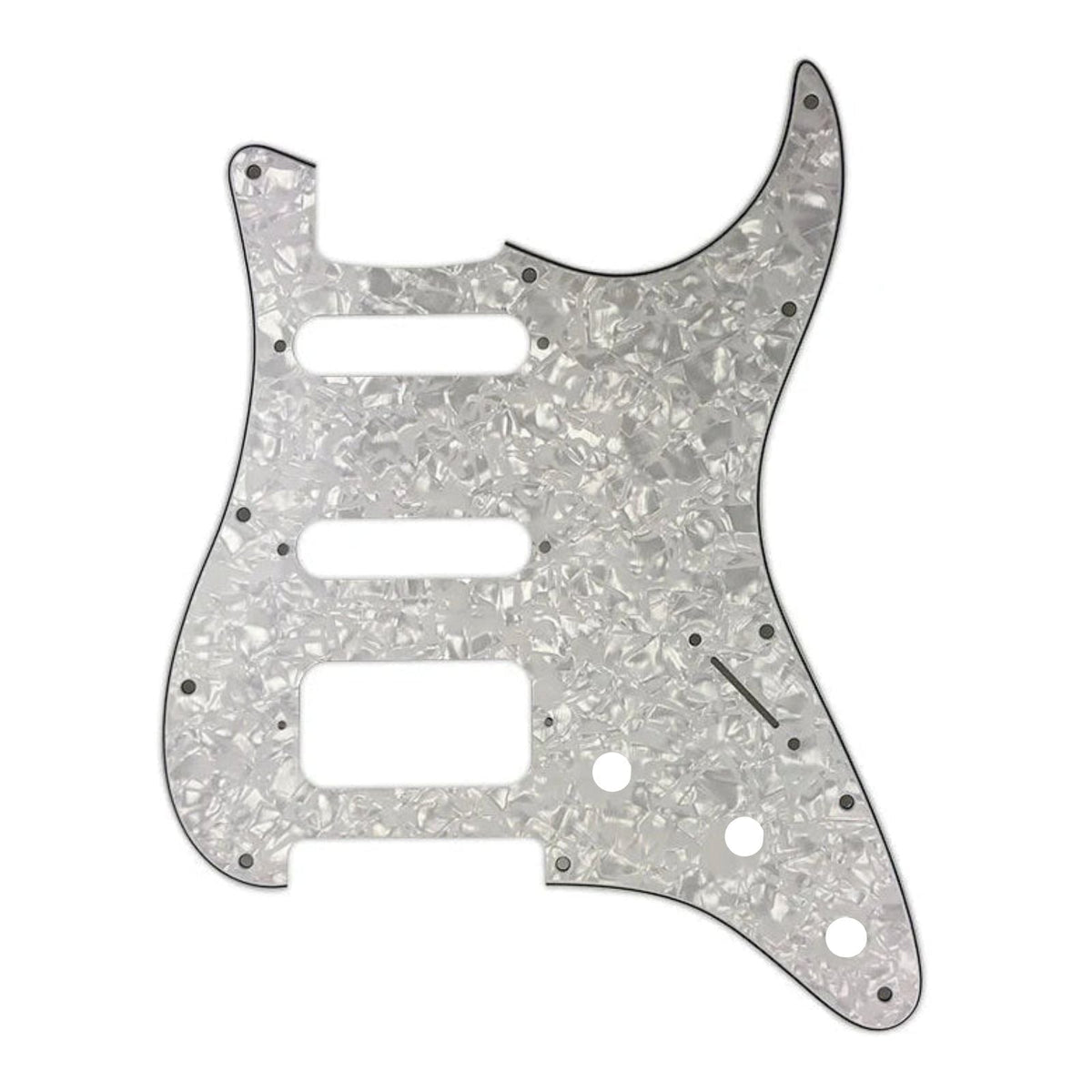 Fender Stratocaster HSS Pickguard (Open Humbucker) - 4-Ply White Pearl Pickguards from Ploutone