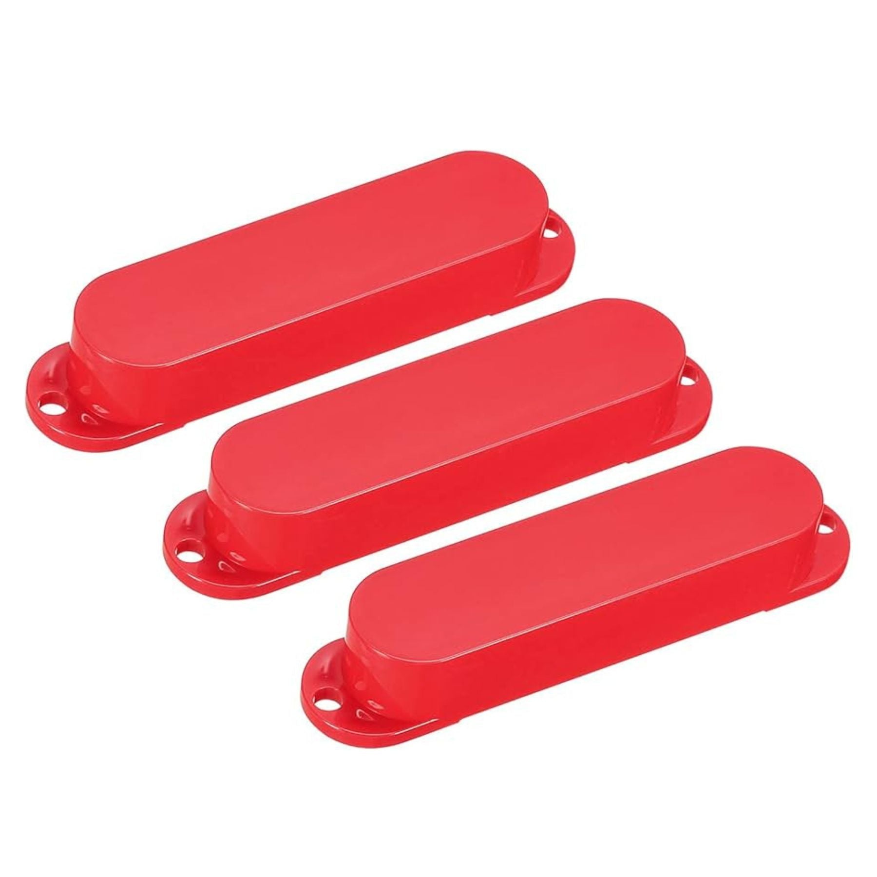 Stratocaster Single Coil Pickup Cover Set (No Holes) - Red 3 Pcs - Ploutone