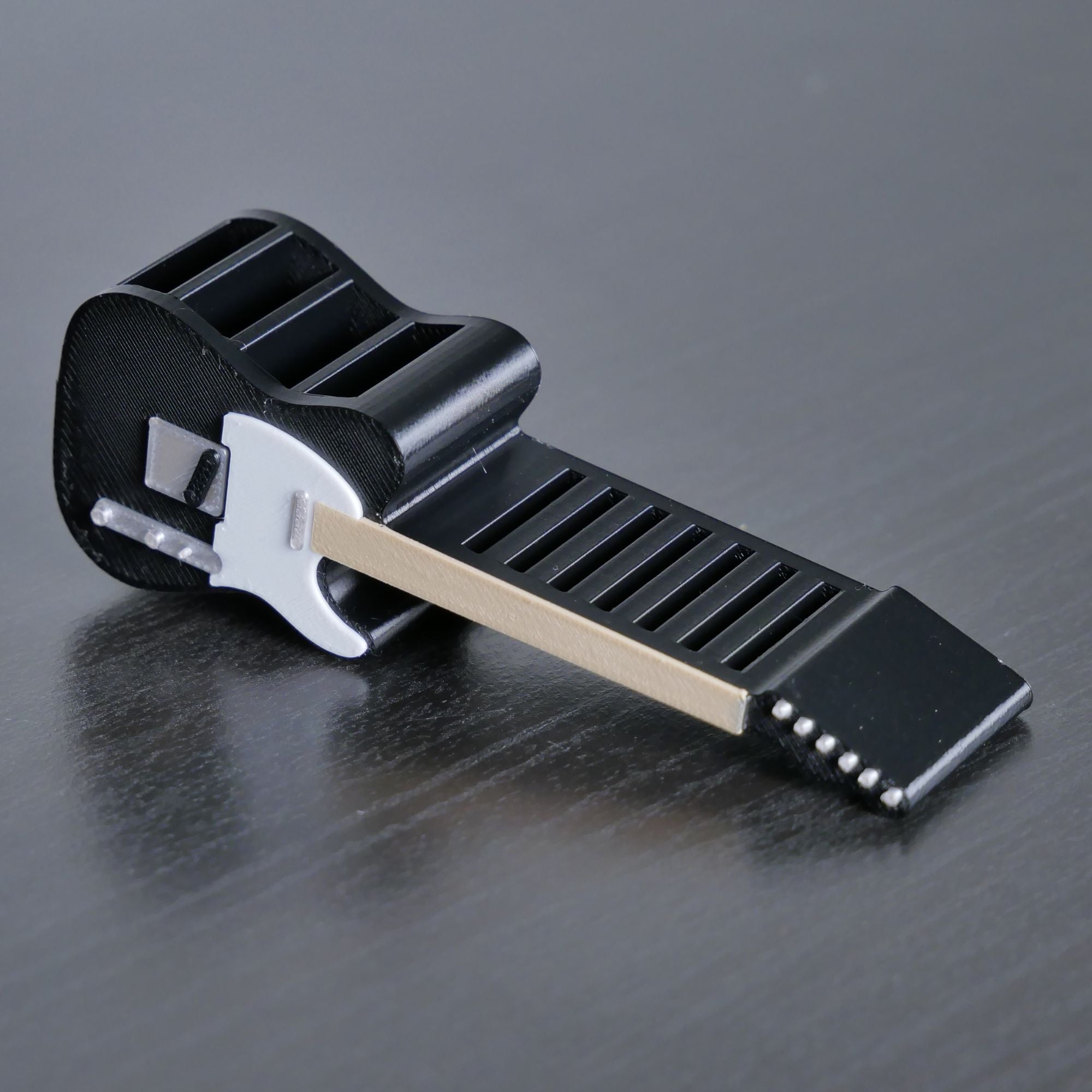 Telecaster Guitar Shaped Guitar Pick Holder - Black and White - Ploutone