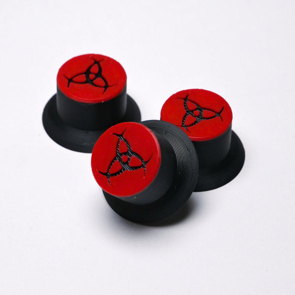 Opus Top Hat Guitar Knobs - Crimson Red and Black Odin's Horns Knobs from Ploutone