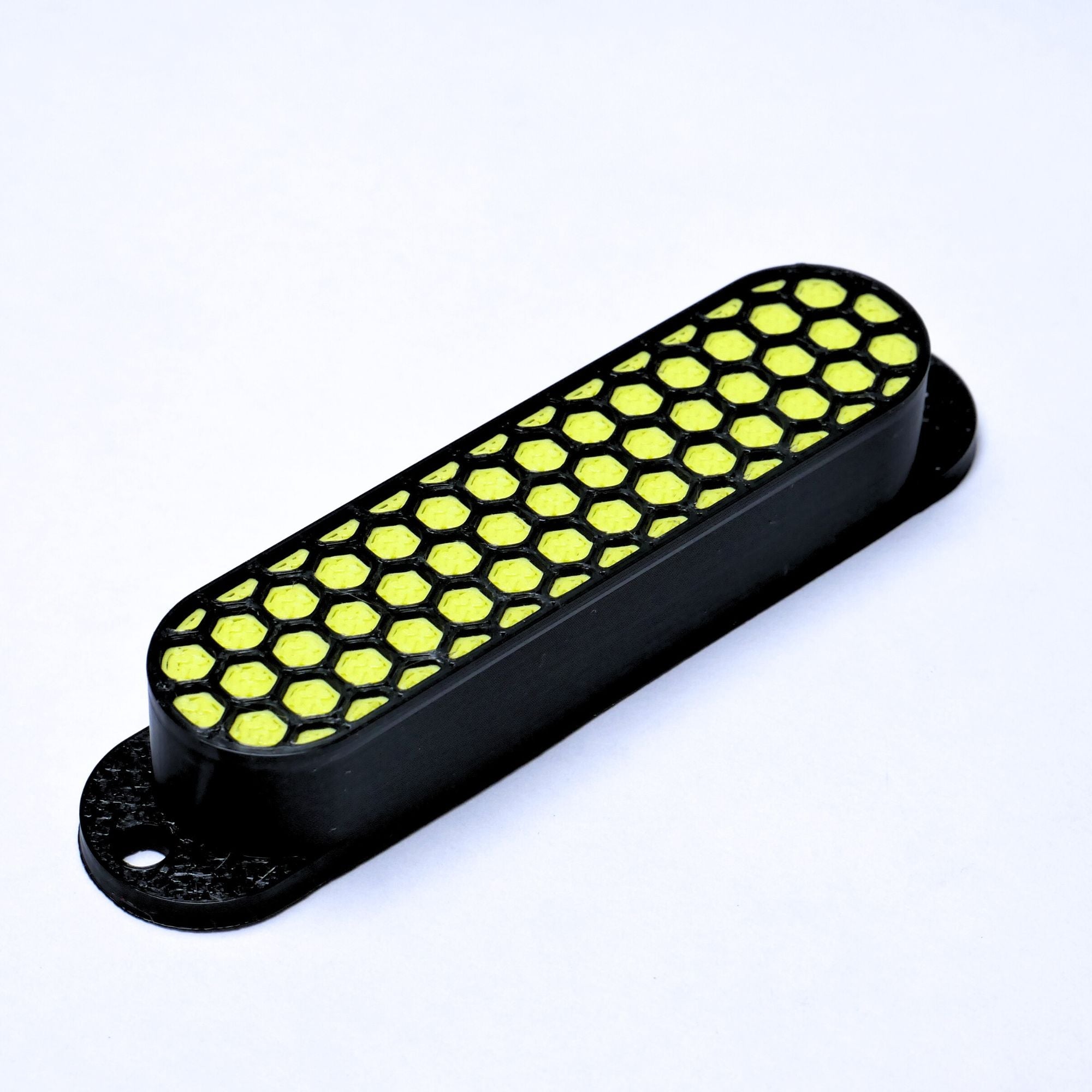 Custom HSS Pickup Cover Set (No Holes) - Black & Green Honeycomb - Ploutone