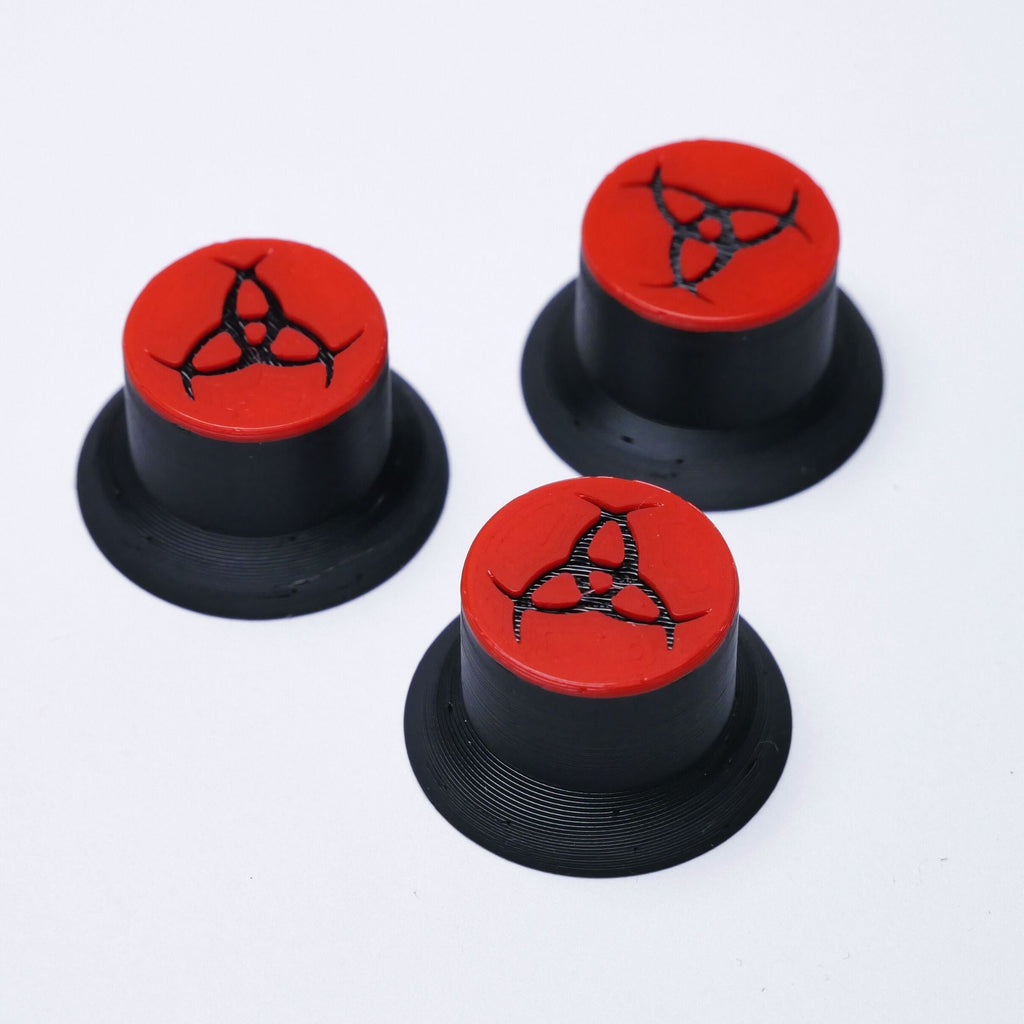 Opus Top Hat Guitar Knobs - Crimson Red and Black Odin's Horns Knobs from Ploutone