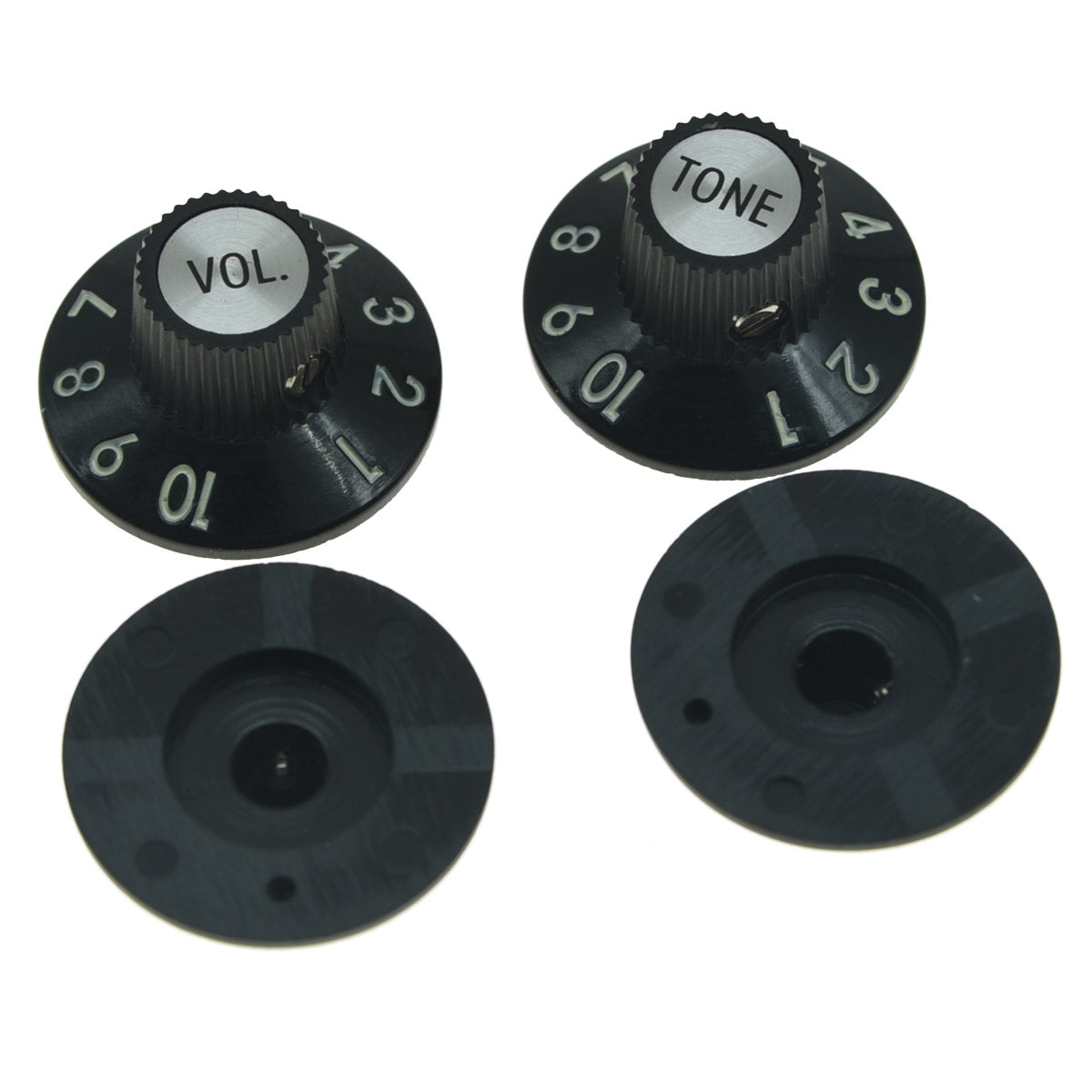 Telecaster Black Witch Hat Bakelite Knobs - 2 Volume, 2 Tone - Ploutone