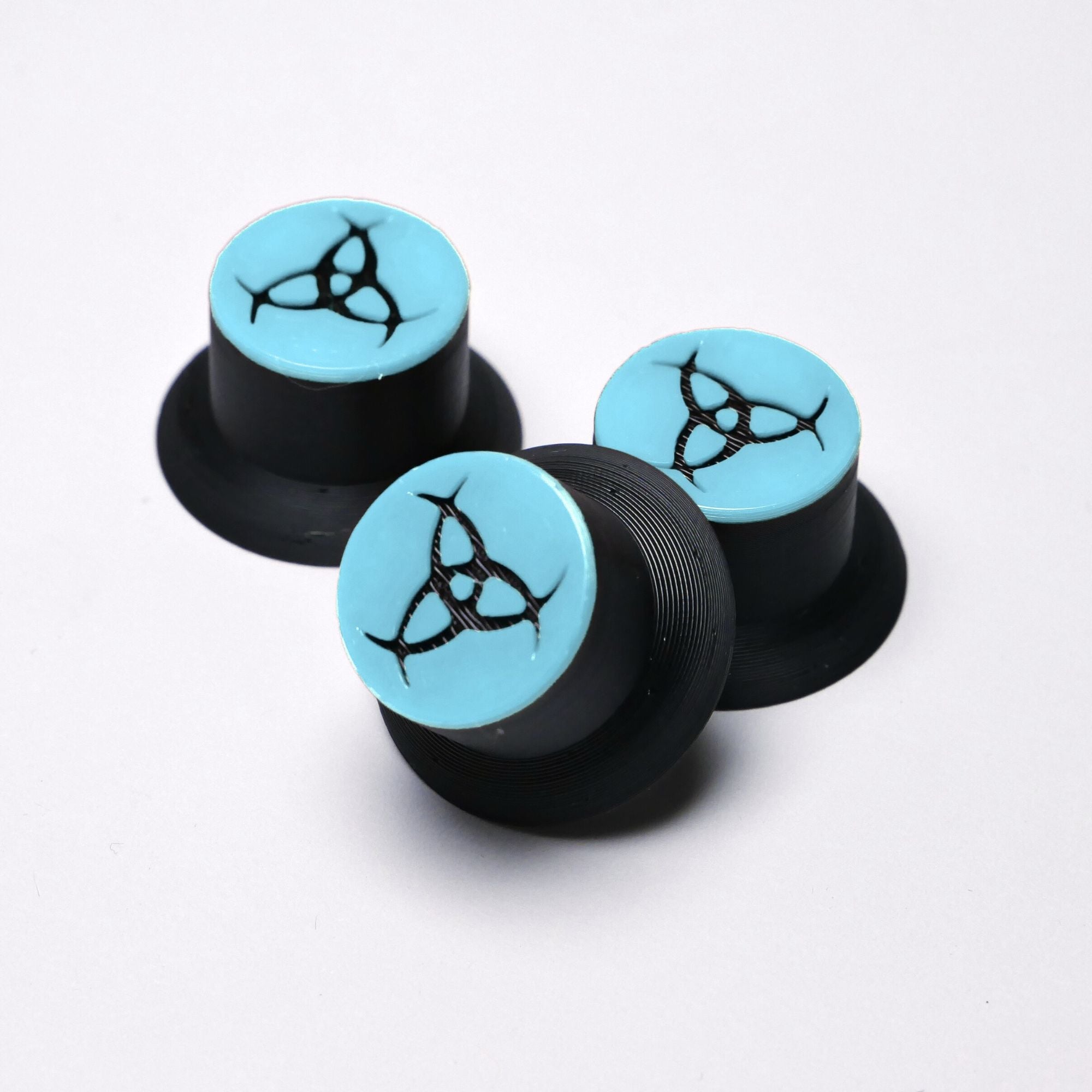 Opus Top Hat Guitar Knobs - Sky Blue and Black Odin's Horns - Ploutone