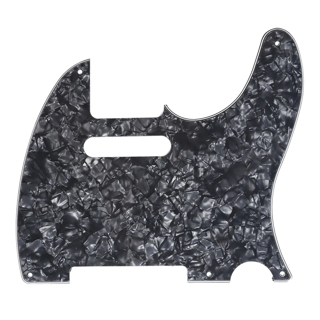 5-Hole Telecaster Pickguard - 4-Ply Black & White Shell SS Telecaster Pickguards from Ploutone
