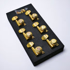 Gold Locking Tuners 6R (Right-Handed) - 18:1 Ratio, Fits 10mm (25/64") Holes, 45° Mounting Screw - Electric & Acoustic Guitar - Ploutone