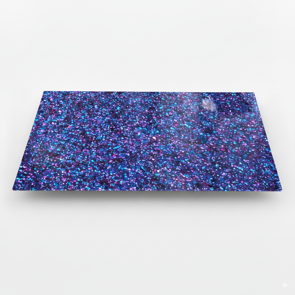Acrylic Inlay and Pickguard Material - Blue Cosmic Glitter Pickguards from Ploutone