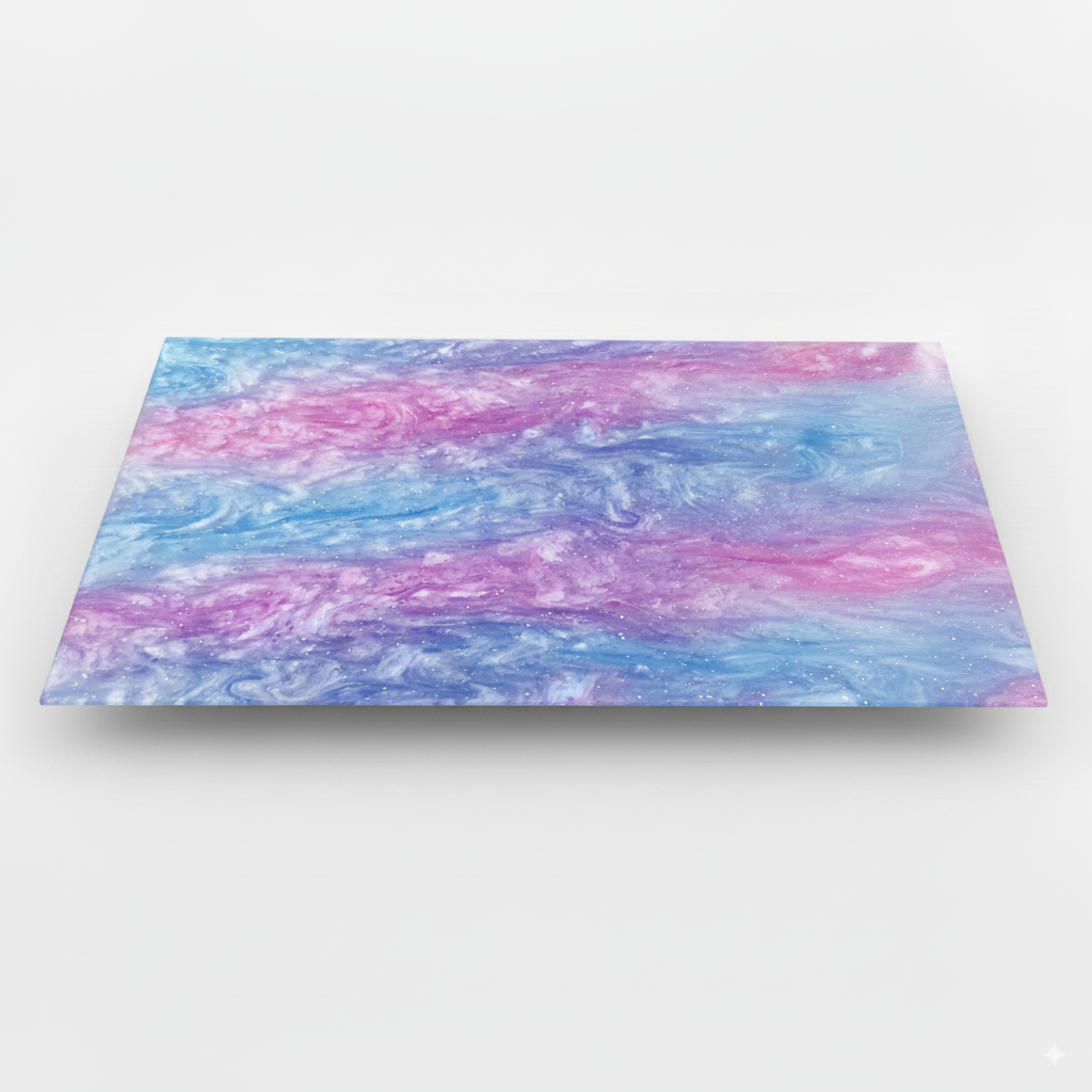 Acrylic Inlay and Pickguard Material - Cotton Candy Swirl Pickguards from Ploutone