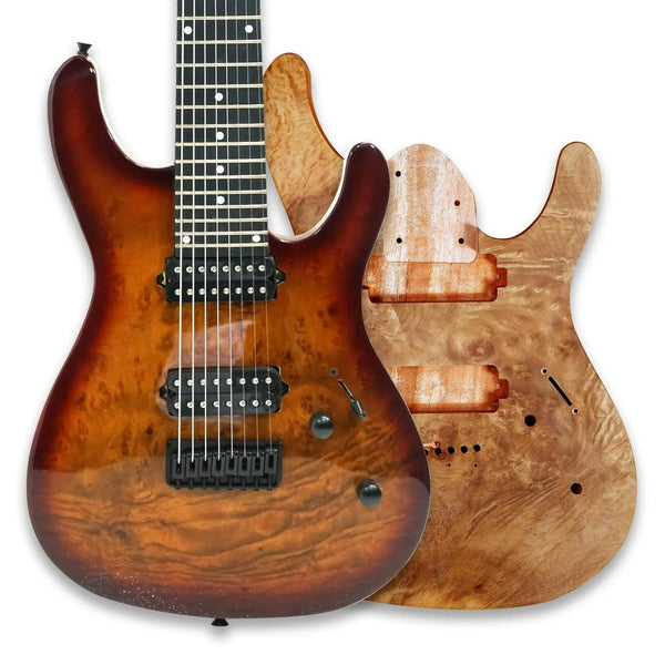 BexGears DIY 8 String Electric Guitar Kits Burl poplar veener top okoume Body  from Ploutone