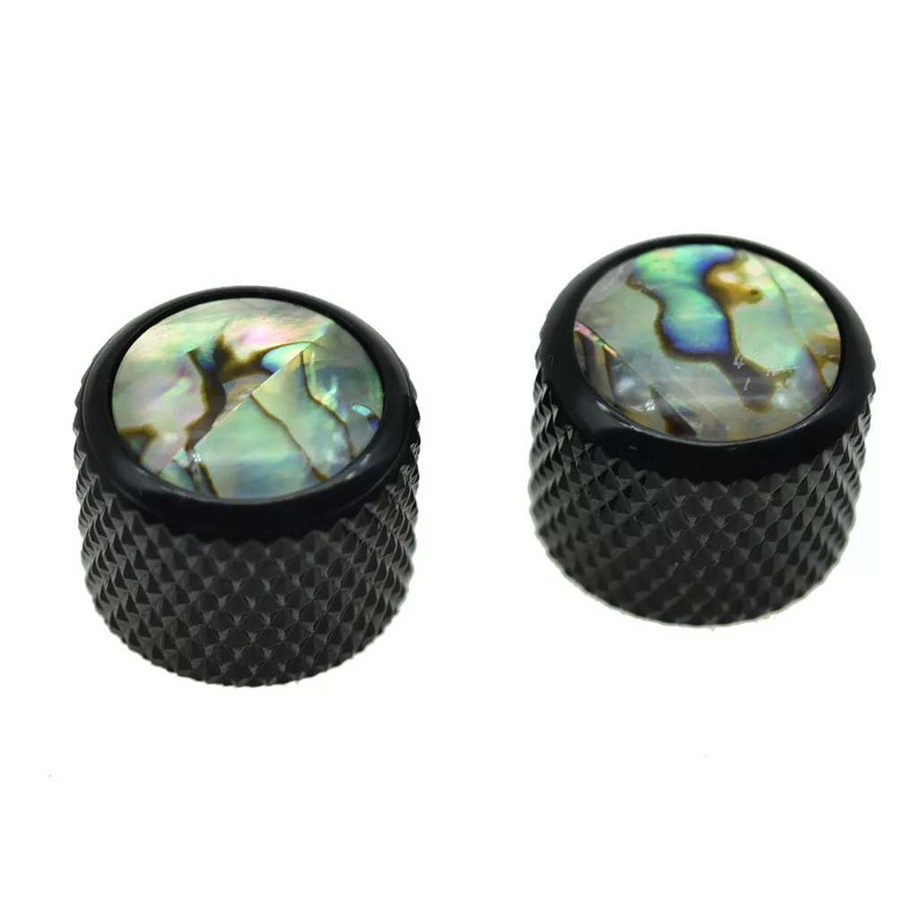 Black Abalone Top Dome Knobs for P Bass & Telecaster Guitars (Set of 2) Knobs from Ploutone