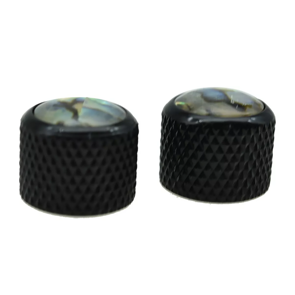 Black Abalone Top Dome Knobs for P Bass & Telecaster Guitars (Set of 2) - Ploutone