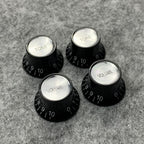 Black & Silver Reflector 18 Spline Top Hat Knobs for Epiphone Les Paul, SG (Set of 4) - Ploutone