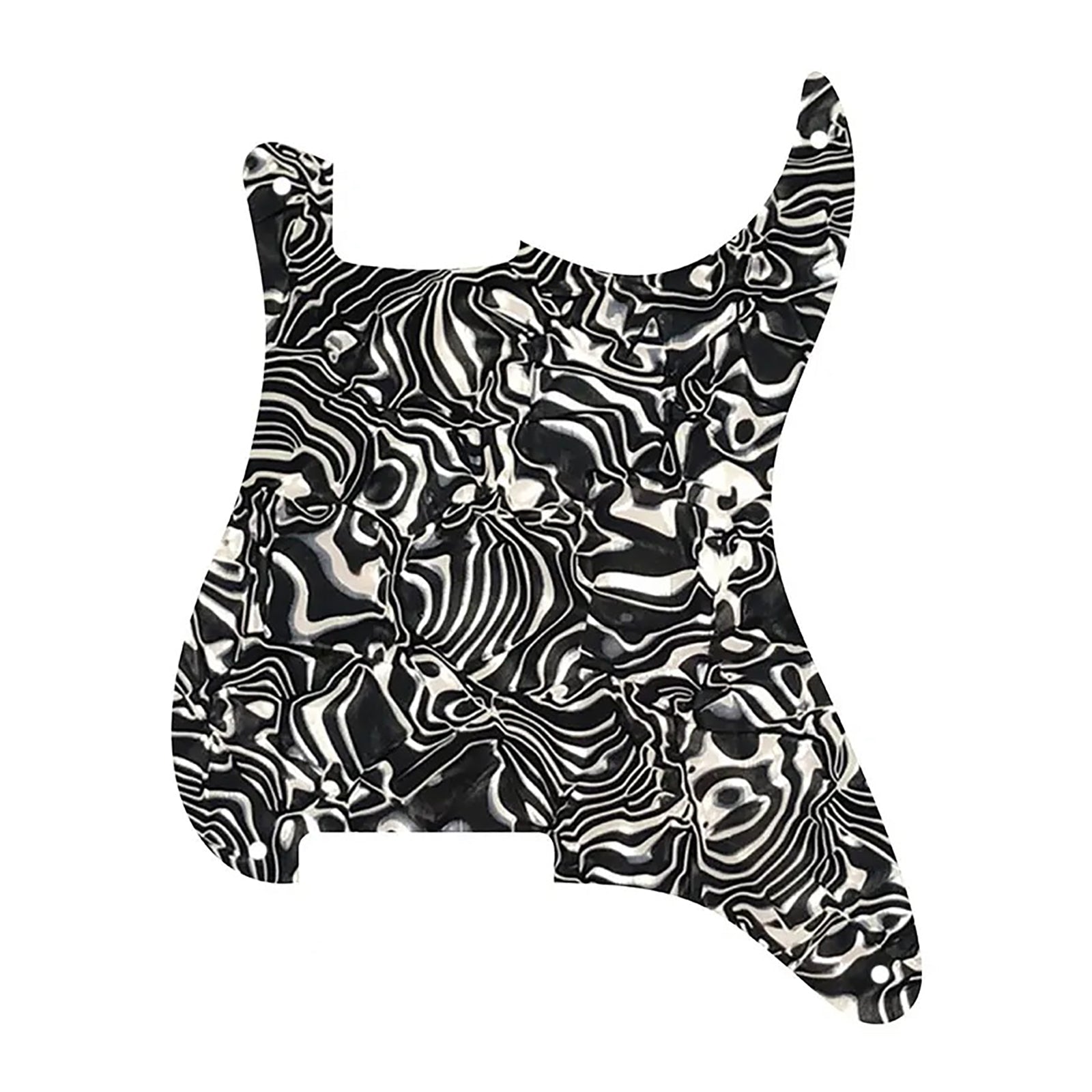 Strat Pickguard No Holes - 4-Ply Black and White Shell - Ploutone